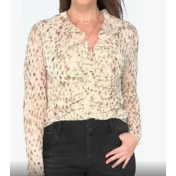 Cabi Dapple Print Rouched Top Blouse Size Medium - Picture 1 of 5